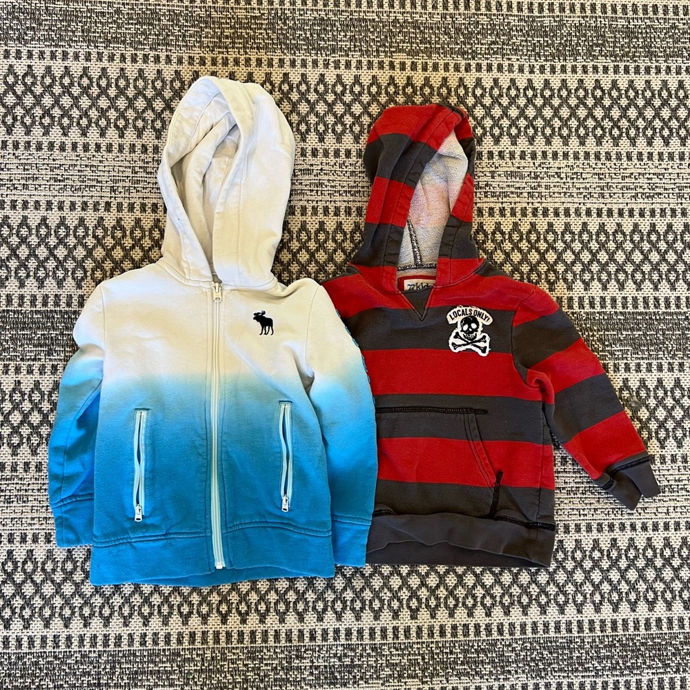 Abercrombie & Fitch Blue Gradient Hoodie and Disney Red Striped Hoodie